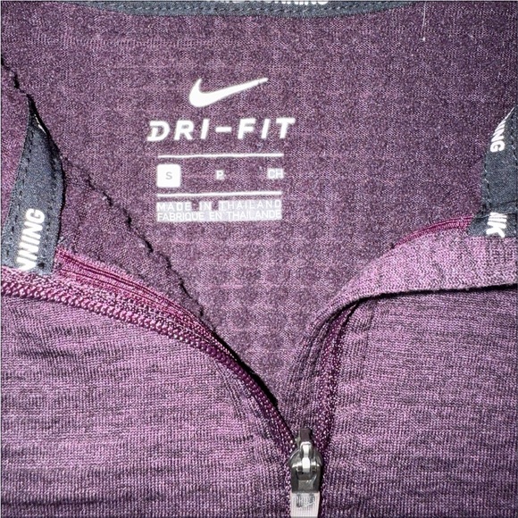 Women’s Nike Pro Dri-fit 1/4 Zip Pullover Long Sleeve Running Shirt Plum Wine Sm - Picture 3 of 9